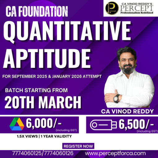 Picture of CA Foundation Quantitative Apptitude For Sep 25 & Jan 26 by CA Vinod Reddy