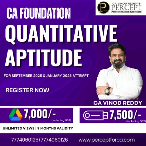 Picture of CA Foundation Quantitative Apptitude For Sep 25 & Jan 26 by CA Vinod Reddy